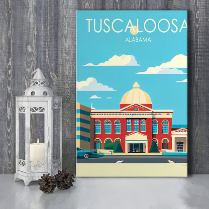 Tuscaloosa Alabama Retro Art Print, Tuscaloosa City Wall Art, Canvas Print, Painting Canvas, Living Room Decor