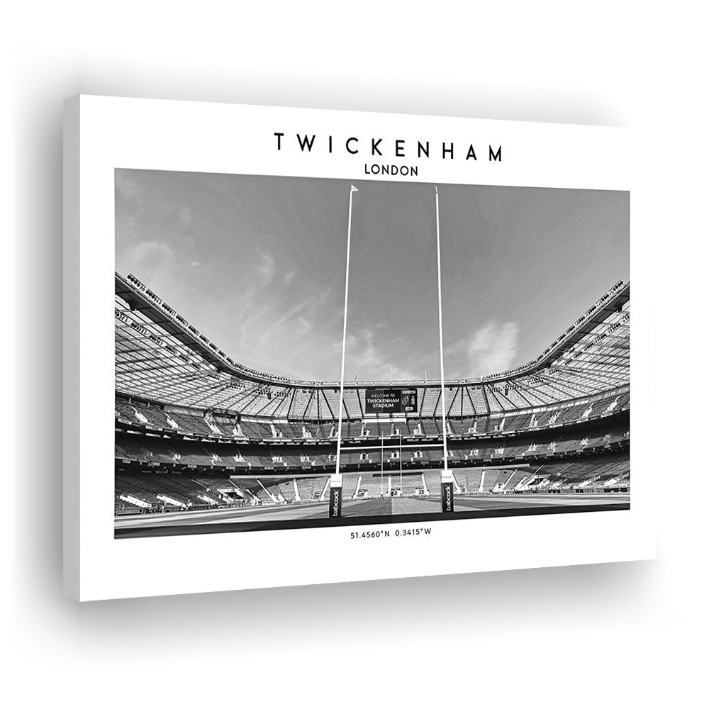 Twickenham Rugby Stadium Black And White, Iconic Rugby Stadium Art Print Decor, Canvas Print Wall Art, Man Cave Gift
