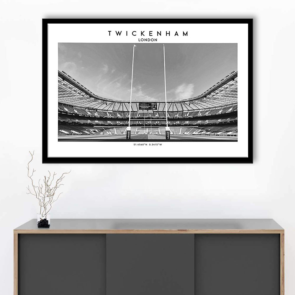 Twickenham Rugby Stadium Black And White, Iconic Rugby Stadium Art Print Decor, Framed Art Print Wall Decor