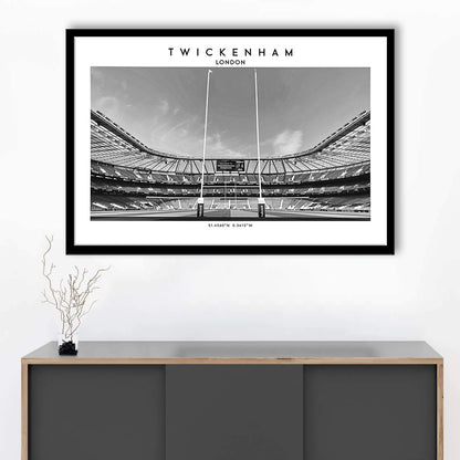 Twickenham Rugby Stadium Black And White, Iconic Rugby Stadium Art Print Decor, Framed Art Print Wall Decor