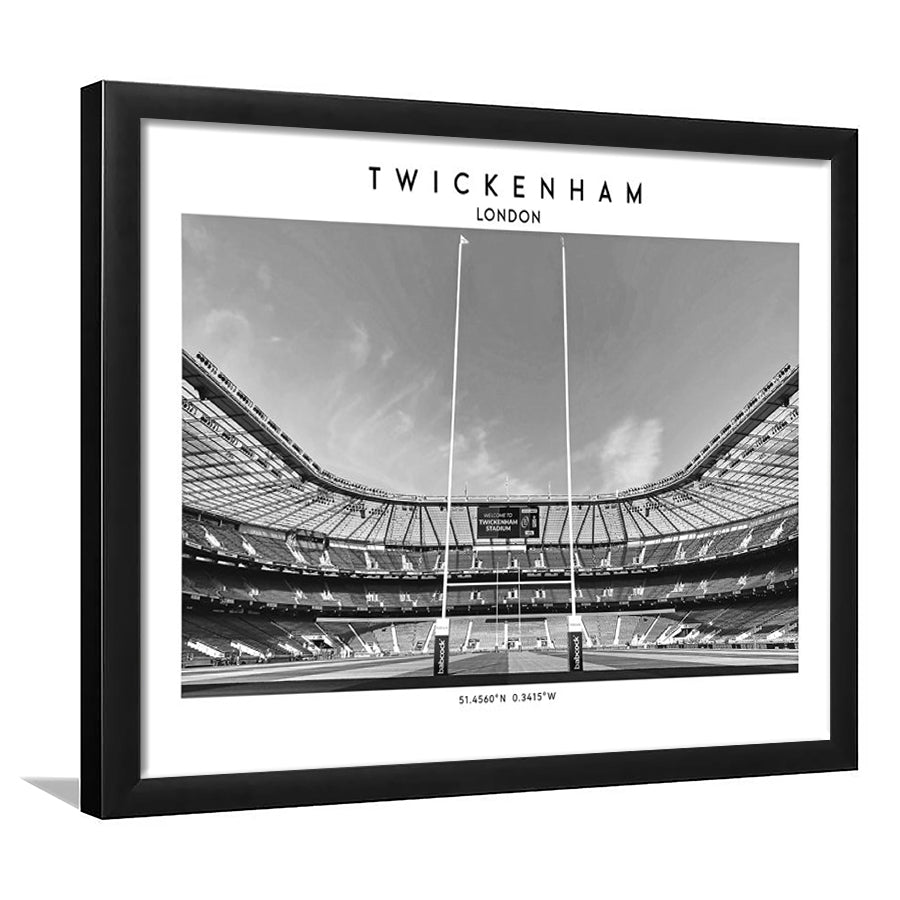Twickenham Rugby Stadium Black And White, Iconic Rugby Stadium Art Print Decor, Framed Art Print Wall Decor