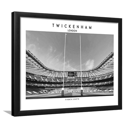 Twickenham Rugby Stadium Black And White, Iconic Rugby Stadium Art Print Decor, Framed Art Print Wall Decor