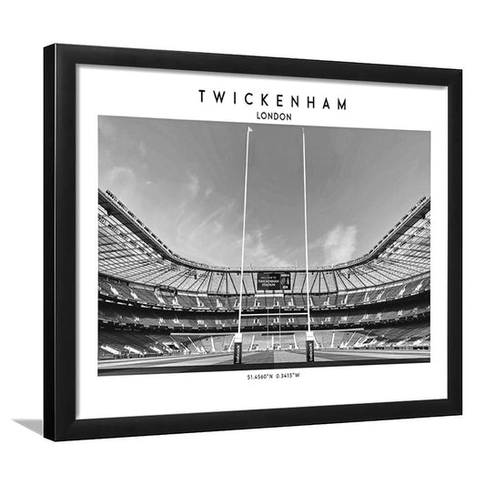 Twickenham Rugby Stadium Black And White, Iconic Rugby Stadium Art Print Decor, Framed Art Print Wall Decor
