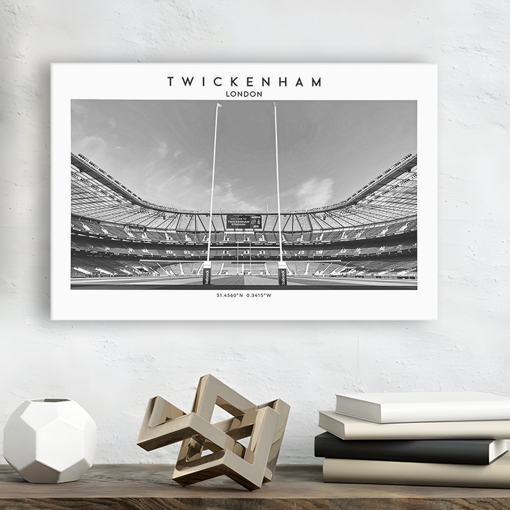 Twickenham Rugby Stadium Black And White, Iconic Rugby Stadium Art Print Decor, Canvas Print Wall Art, Man Cave Gift