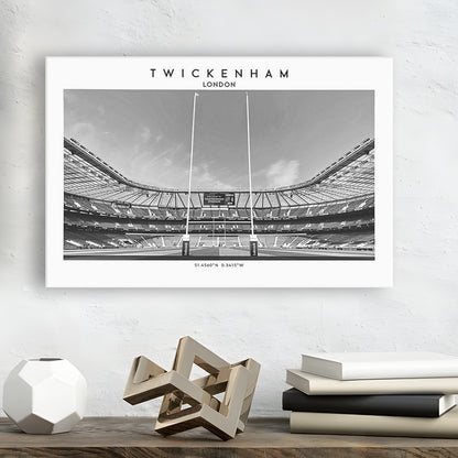 Twickenham Rugby Stadium Black And White, Iconic Rugby Stadium Art Print Decor, Canvas Print Wall Art, Man Cave Gift