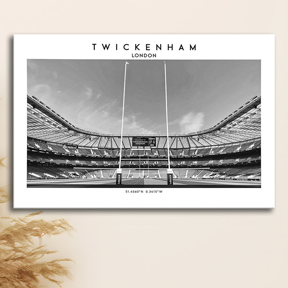 Twickenham Rugby Stadium Black And White, Iconic Rugby Stadium Art Print Decor, Canvas Print Wall Art, Man Cave Gift