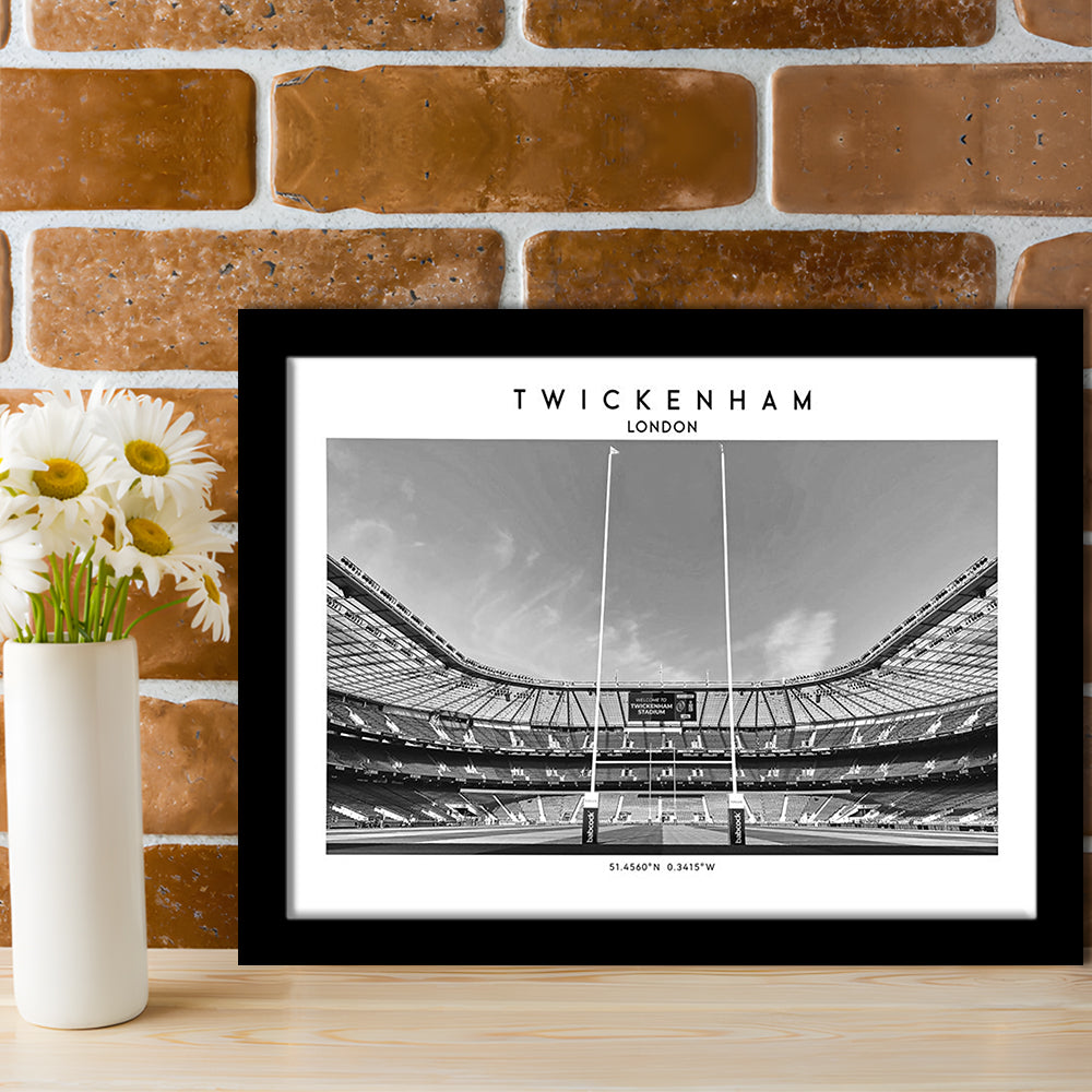 Twickenham Rugby Stadium Black And White, Iconic Rugby Stadium Art Print Decor, Framed Art Print Wall Decor