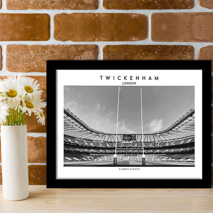 Twickenham Rugby Stadium Black And White, Iconic Rugby Stadium Art Print Decor, Framed Art Print Wall Decor