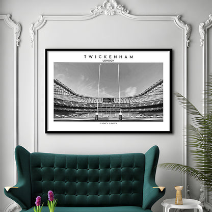 Twickenham Rugby Stadium Black And White, Iconic Rugby Stadium Art Print Decor, Framed Art Print Wall Decor