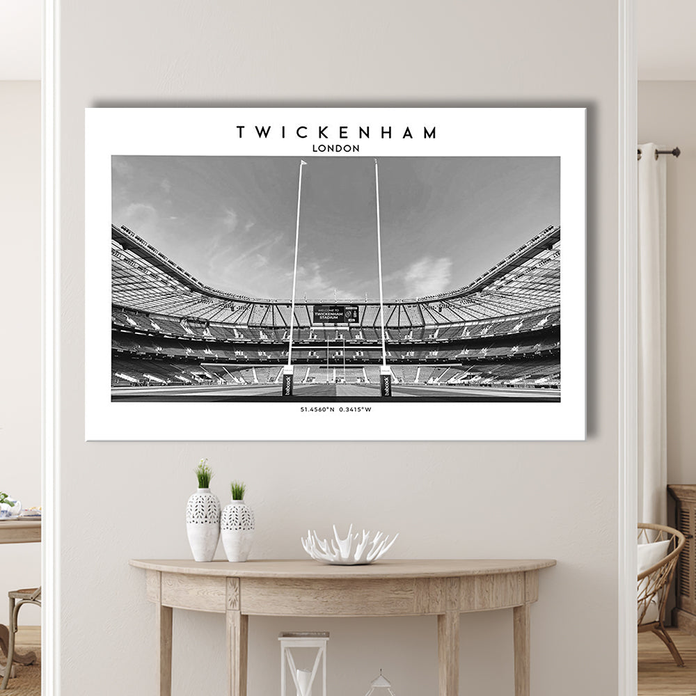 Twickenham Rugby Stadium Black And White, Iconic Rugby Stadium Art Print Decor, Canvas Print Wall Art, Man Cave Gift
