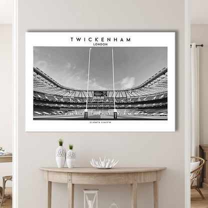 Twickenham Rugby Stadium Black And White, Iconic Rugby Stadium Art Print Decor, Canvas Print Wall Art, Man Cave Gift