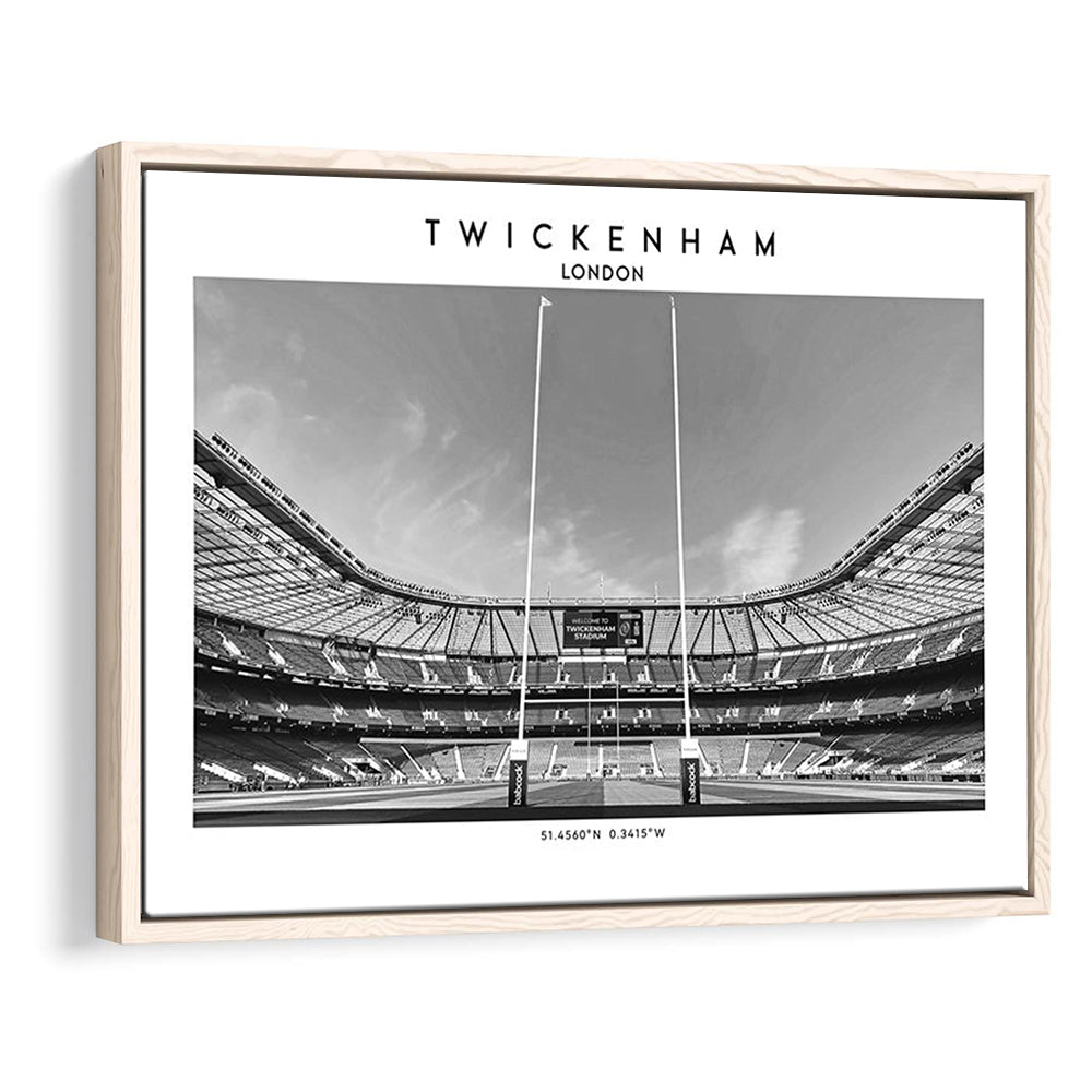 Twickenham Rugby Stadium Black And White, Iconic Rugby Stadium Art Print Decor, Framed Canvas Print Wall Art