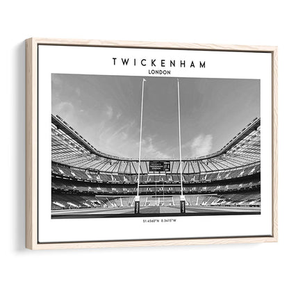 Twickenham Rugby Stadium Black And White, Iconic Rugby Stadium Art Print Decor, Framed Canvas Print Wall Art
