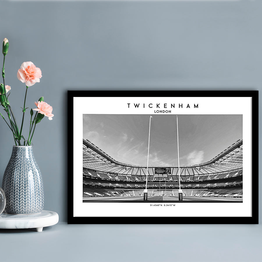Twickenham Rugby Stadium Black And White, Iconic Rugby Stadium Art Print Decor, Framed Art Print Wall Decor
