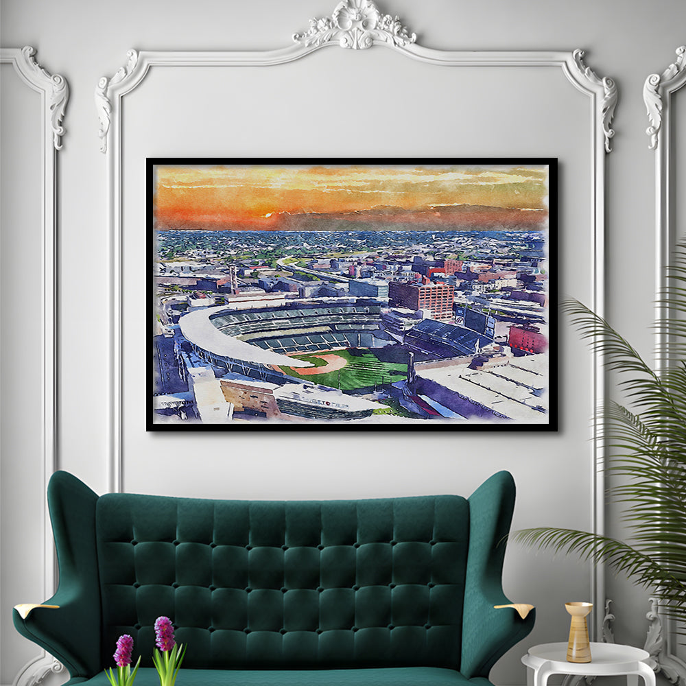 Twins Baseball Stadium, Target Field Watercolor, Sport Gift Art, Framed Art Print Wall Decor