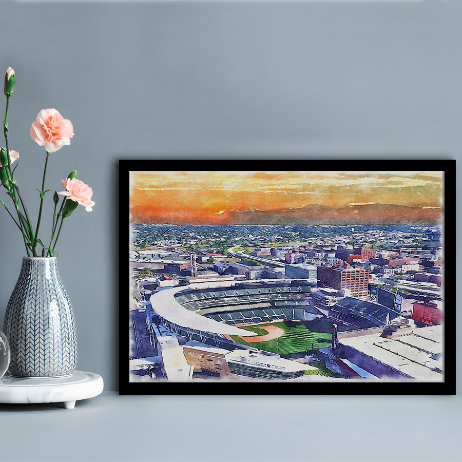 Twins Baseball Stadium, Target Field Watercolor, Sport Gift Art, Framed Art Print Wall Decor
