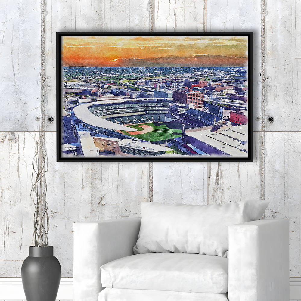 Twins Baseball Stadium, Target Field Watercolor, Sport Gift Art, Framed Canvas Print Wall Art