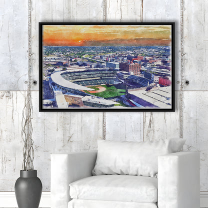 Twins Baseball Stadium, Target Field Watercolor, Sport Gift Art, Framed Canvas Print Wall Art