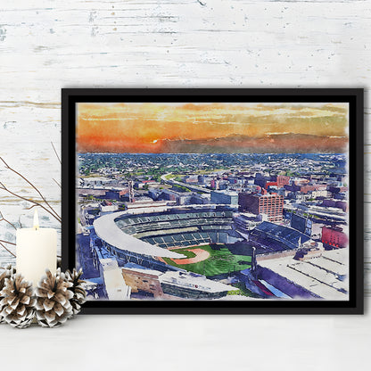 Twins Baseball Stadium, Target Field Watercolor, Sport Gift Art, Framed Canvas Print Wall Art