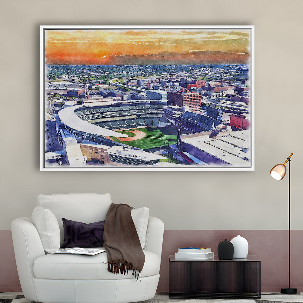 Twins Baseball Stadium, Target Field Watercolor, Sport Gift Art, Framed Canvas Print Wall Art