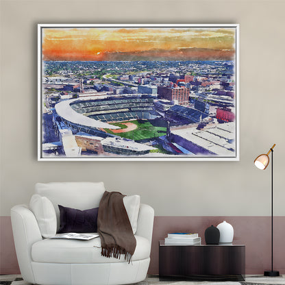 Twins Baseball Stadium, Target Field Watercolor, Sport Gift Art, Framed Canvas Print Wall Art