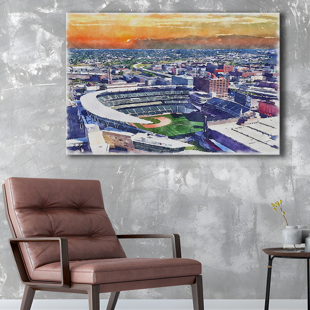 Twins Baseball Stadium, Target Field Watercolor, Sport Art, Gifts for him, Canvas Print Wall Art