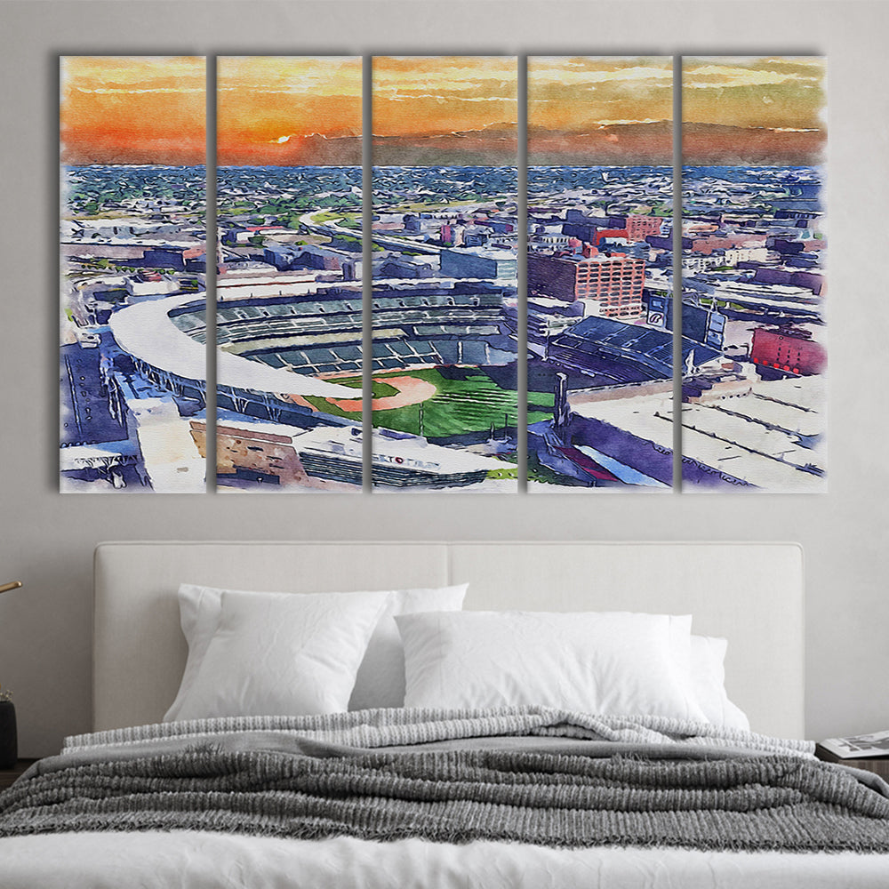 Twins Baseball Stadium, Target Field Watercolor, Sport Art, Extra Large Canvas Print Wall Art