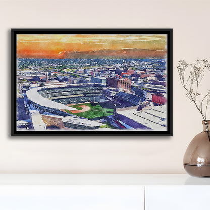 Twins Baseball Stadium, Target Field Watercolor, Sport Gift Art, Framed Canvas Print Wall Art