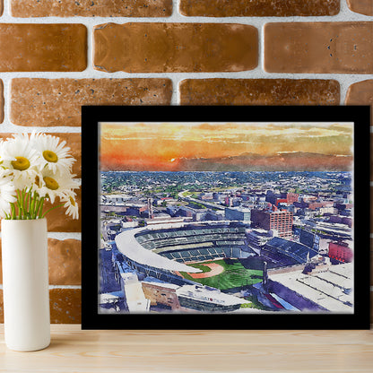 Twins Baseball Stadium, Target Field Watercolor, Sport Gift Art, Framed Art Print Wall Decor