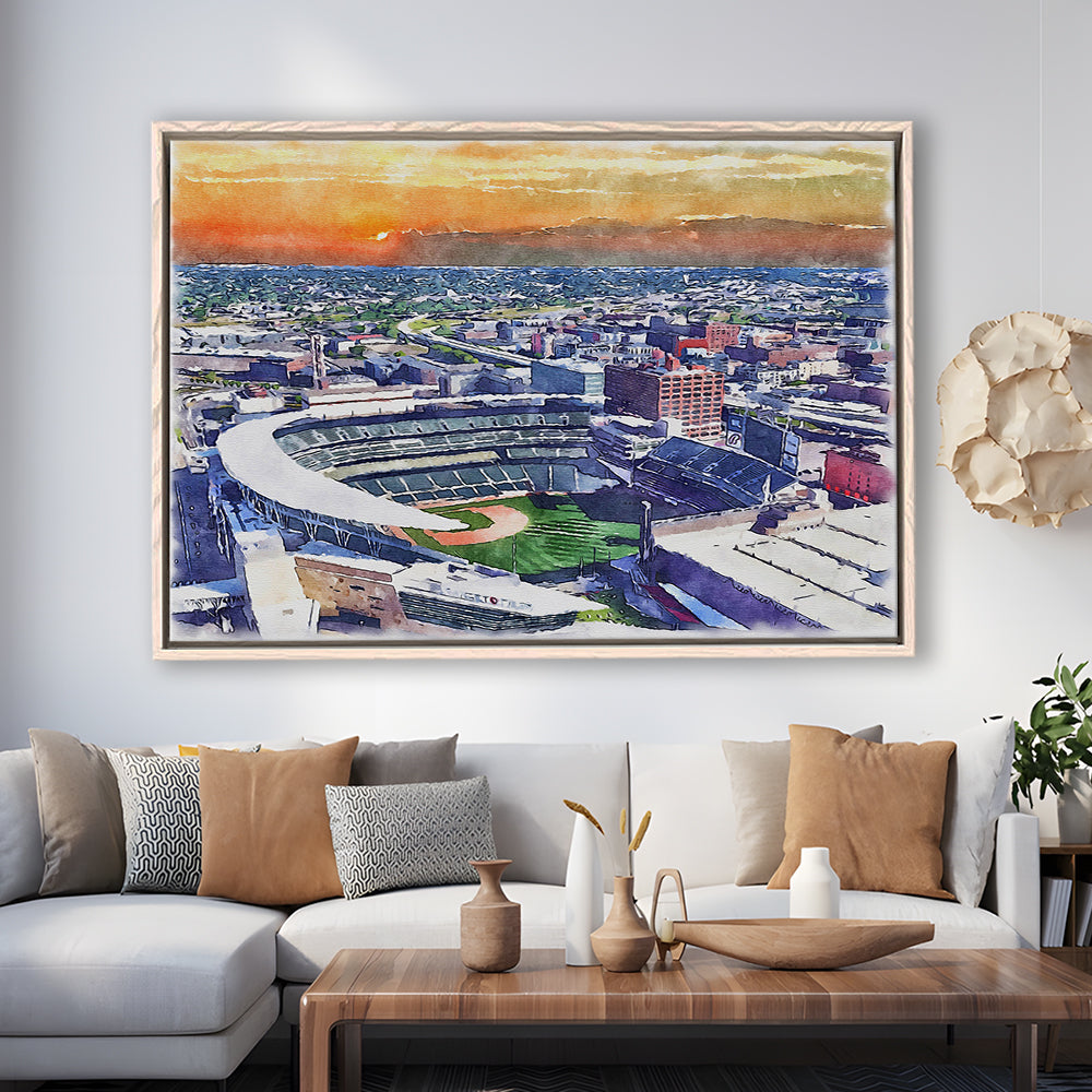 Twins Baseball Stadium, Target Field Watercolor, Sport Gift Art, Framed Canvas Print Wall Art