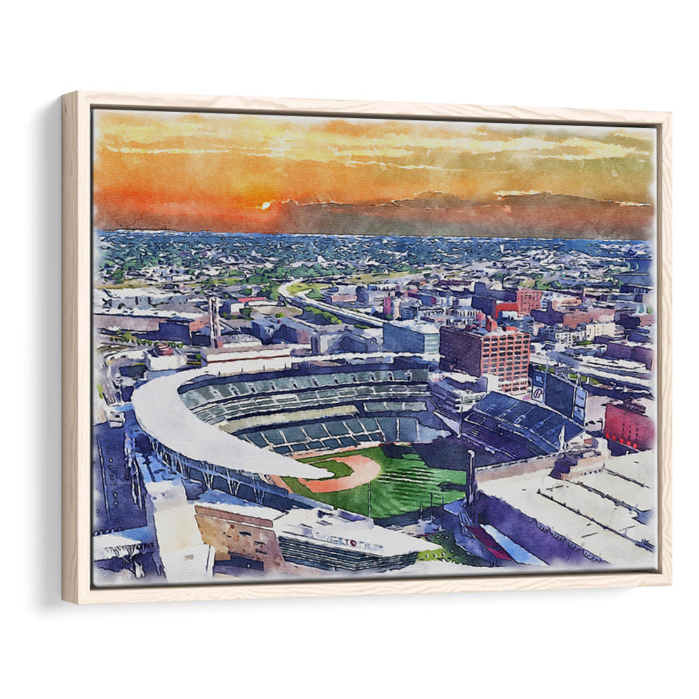Twins Baseball Stadium, Target Field Watercolor, Sport Gift Art, Framed Canvas Print Wall Art