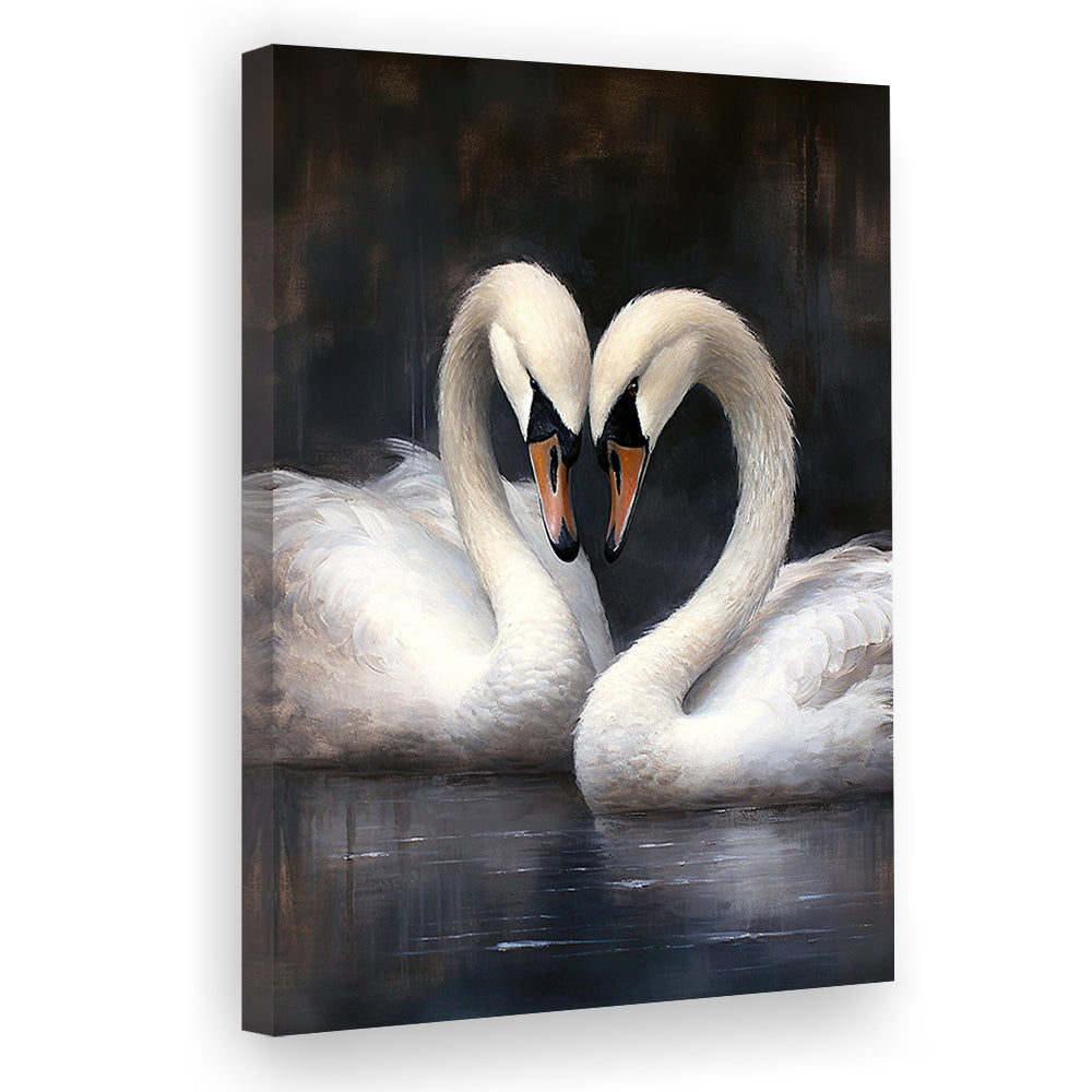 Two Swans Moody Vintage Art Print, Canvas Print Wall Art, Wall Decor, Painting Canvas