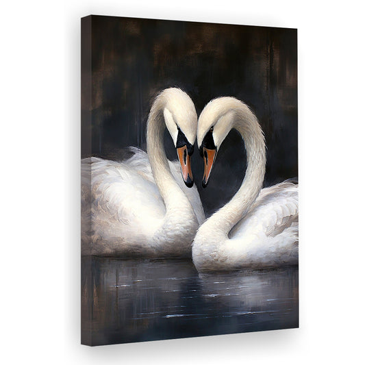 Two Swans Moody Vintage Art Print, Canvas Print Wall Art, Wall Decor, Painting Canvas