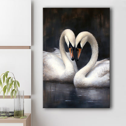 Two Swans Moody Vintage Art Print, Canvas Print Wall Art, Wall Decor, Painting Canvas