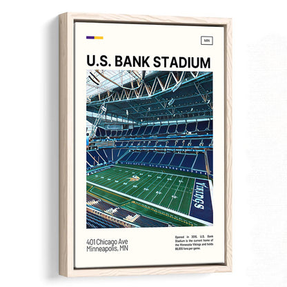 U.S. Bank Stadium Print, Minnesota Vikings Stadium Canvas Art, Man Cave Gift, Floating Framed Canvas Print Wall Art