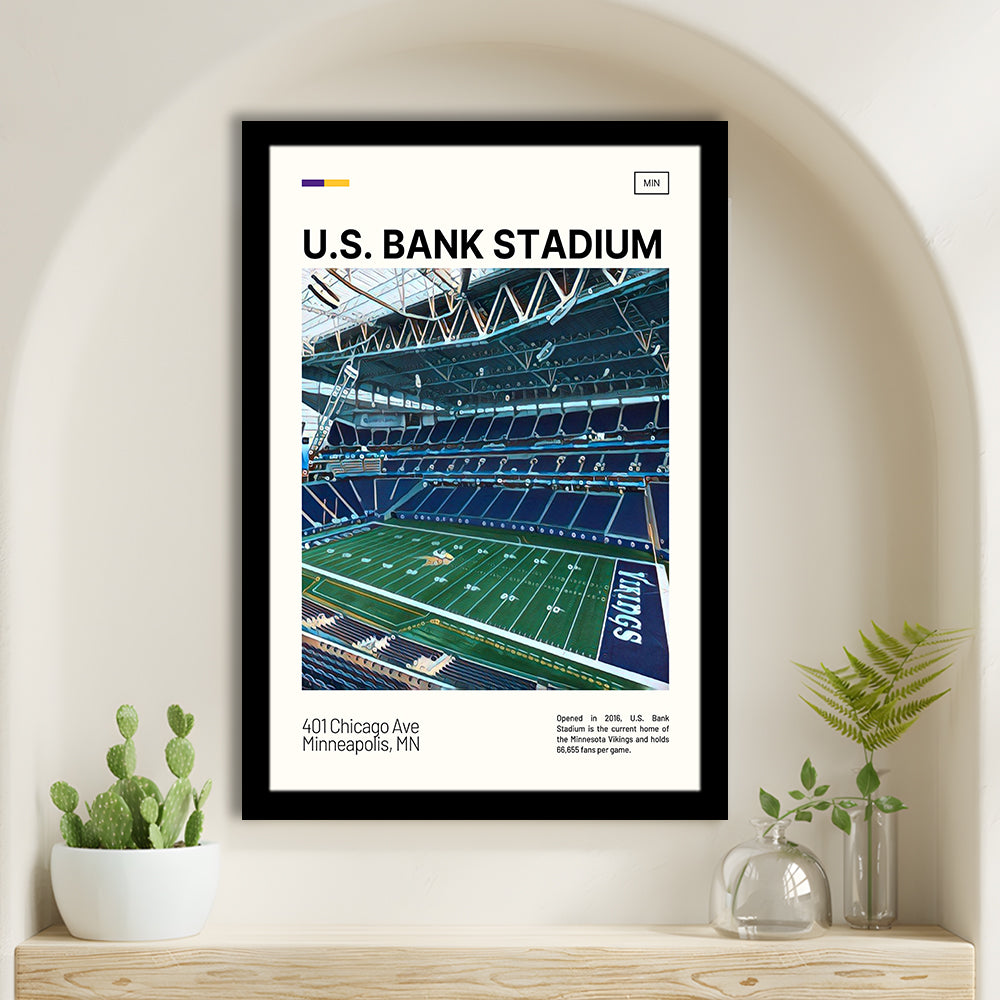 U.S. Bank Stadium Print, Minnesota Vikings Stadium Art, Gifts for him, Sport Art, Framed Art Print Wall Decor