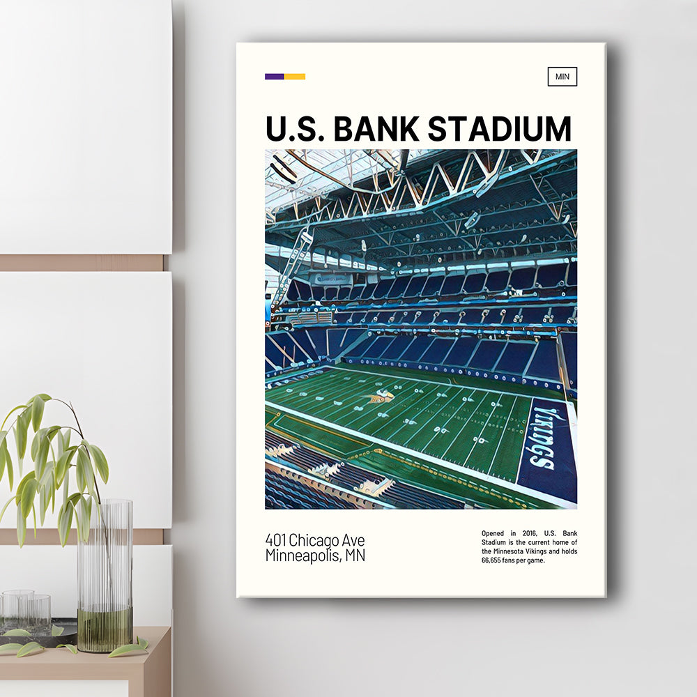 U.S. Bank Stadium Print, Minnesota Vikings Stadium Canvas Art, Fan Gifts, Sport Art, Canvas Print Wall Art