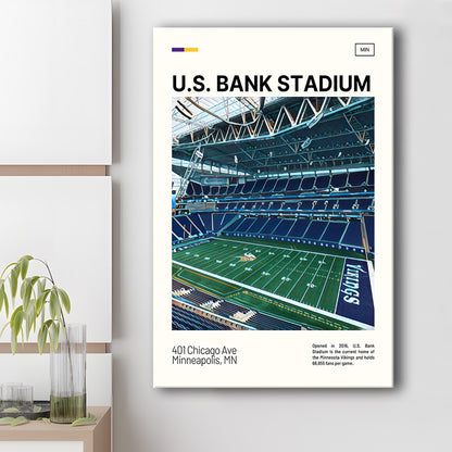 U.S. Bank Stadium Print, Minnesota Vikings Stadium Canvas Art, Fan Gifts, Sport Art, Canvas Print Wall Art