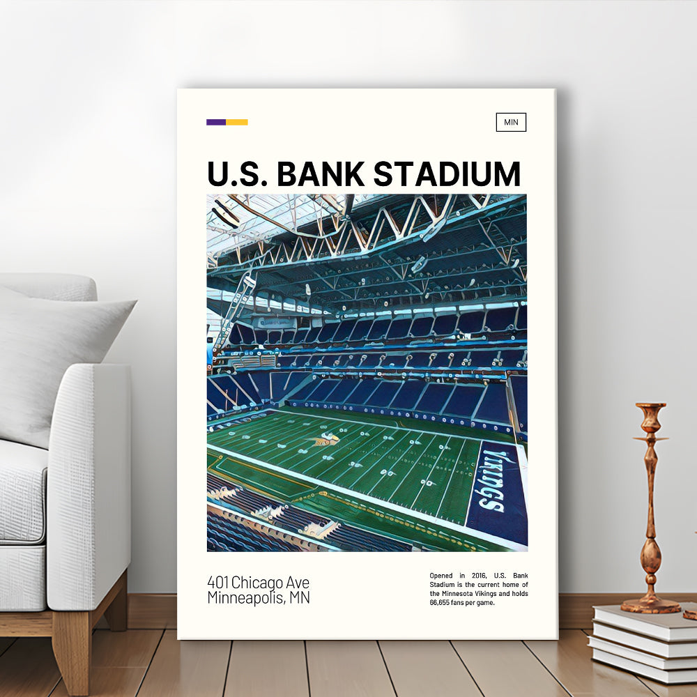U.S. Bank Stadium Print, Minnesota Vikings Stadium Canvas Art, Fan Gifts, Sport Art, Canvas Print Wall Art