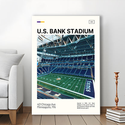 U.S. Bank Stadium Print, Minnesota Vikings Stadium Canvas Art, Fan Gifts, Sport Art, Canvas Print Wall Art