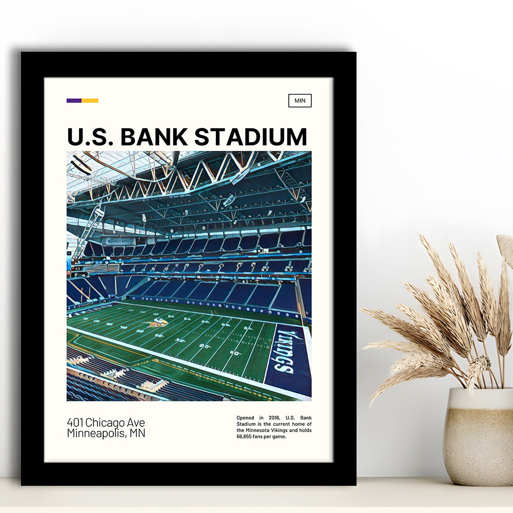 U.S. Bank Stadium Print, Minnesota Vikings Stadium Art, Gifts for him, Sport Art, Framed Art Print Wall Decor