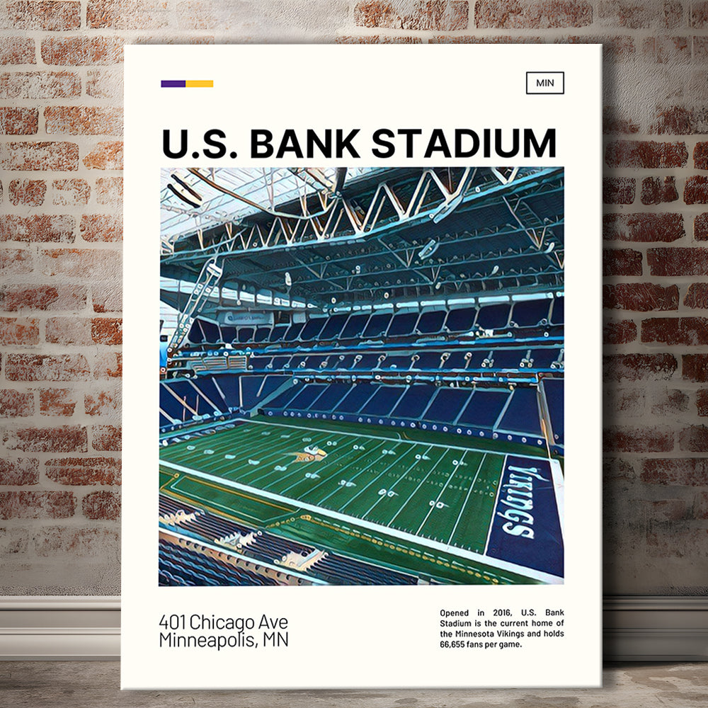 U.S. Bank Stadium Print, Minnesota Vikings Stadium Canvas Art, Fan Gifts, Sport Art, Canvas Print Wall Art