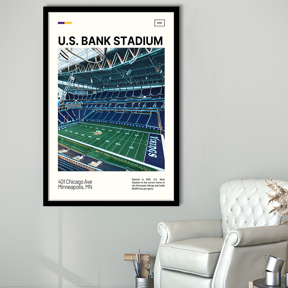 U.S. Bank Stadium Print, Minnesota Vikings Stadium Art, Gifts for him, Sport Art, Framed Art Print Wall Decor