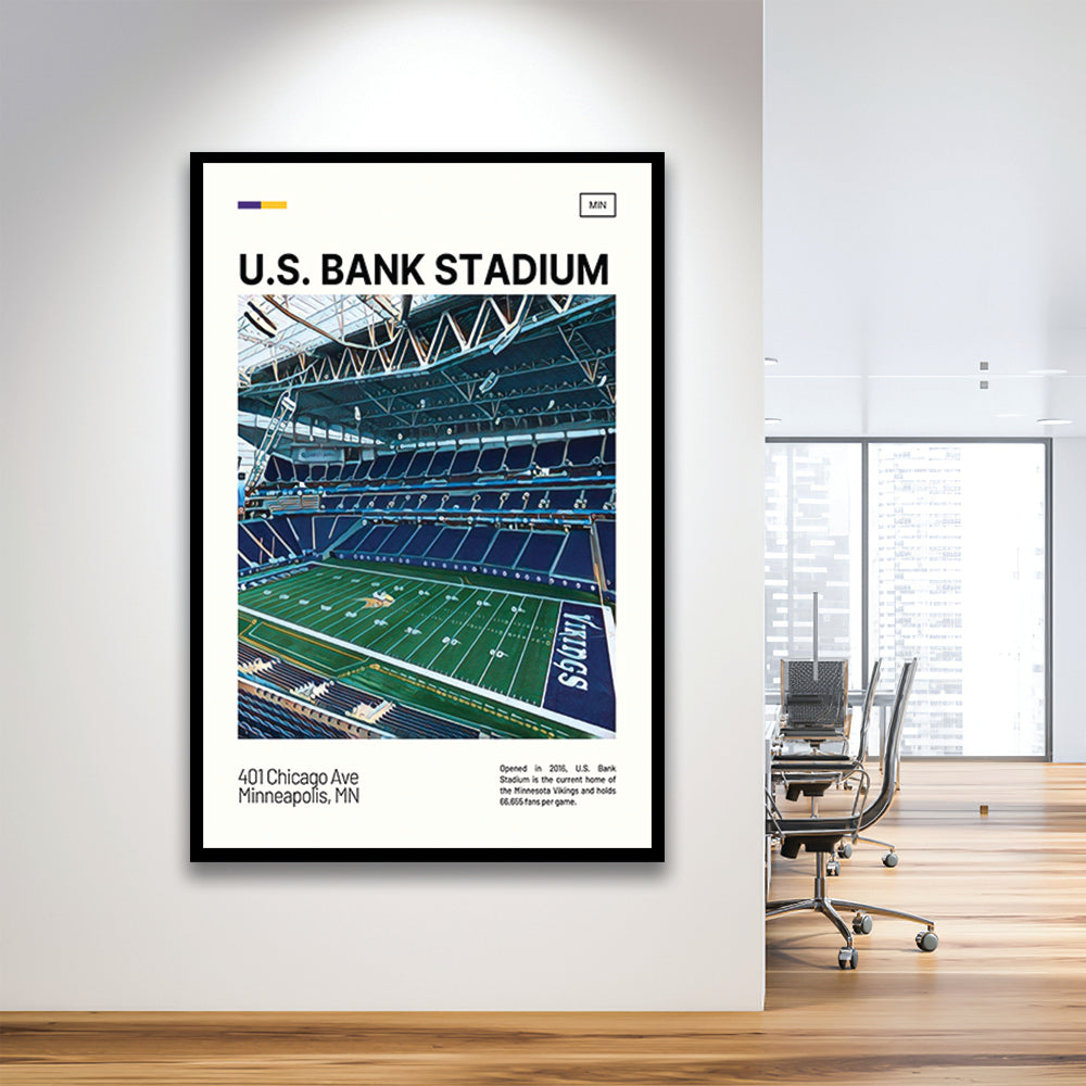 U.S. Bank Stadium Print, Minnesota Vikings Stadium Art, Gifts for him, Sport Art, Framed Art Print Wall Decor