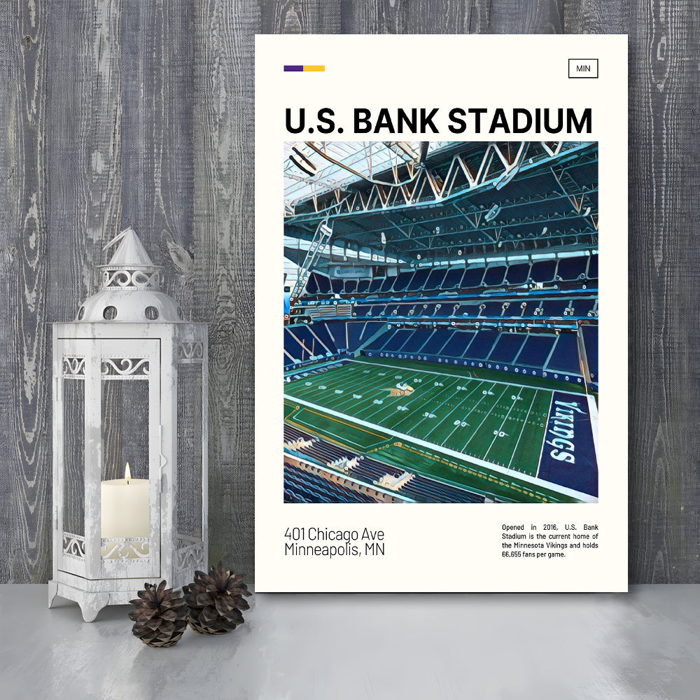 U.S. Bank Stadium Print, Minnesota Vikings Stadium Canvas Art, Fan Gifts, Sport Art, Canvas Print Wall Art
