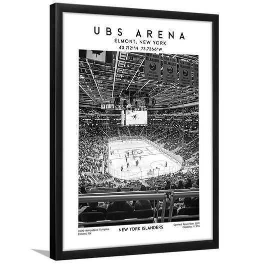 Ubs Arena Stadium Black And White, NY Islanders Hockey Stadium Wall Art Print, Framed Art Prints Wall Decor