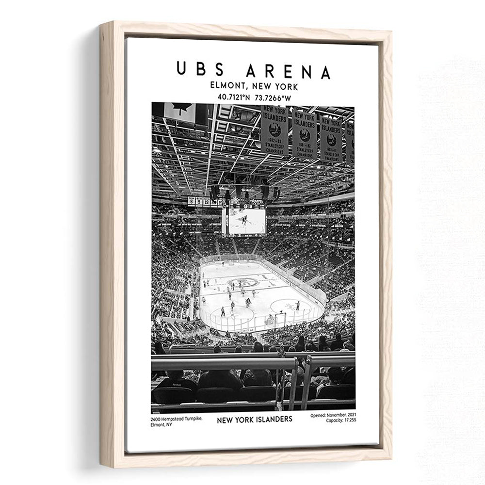 Ubs Arena Stadium Black And White, NY Islanders Hockey Stadium Wall Art Print, Framed Canvas Prints Wall Art