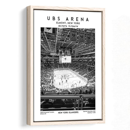 Ubs Arena Stadium Black And White, NY Islanders Hockey Stadium Wall Art Print, Framed Canvas Prints Wall Art