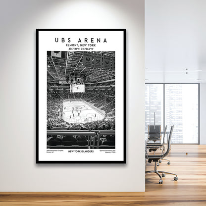 Ubs Arena Stadium Black And White, NY Islanders Hockey Stadium Wall Art Print, Framed Art Prints Wall Decor