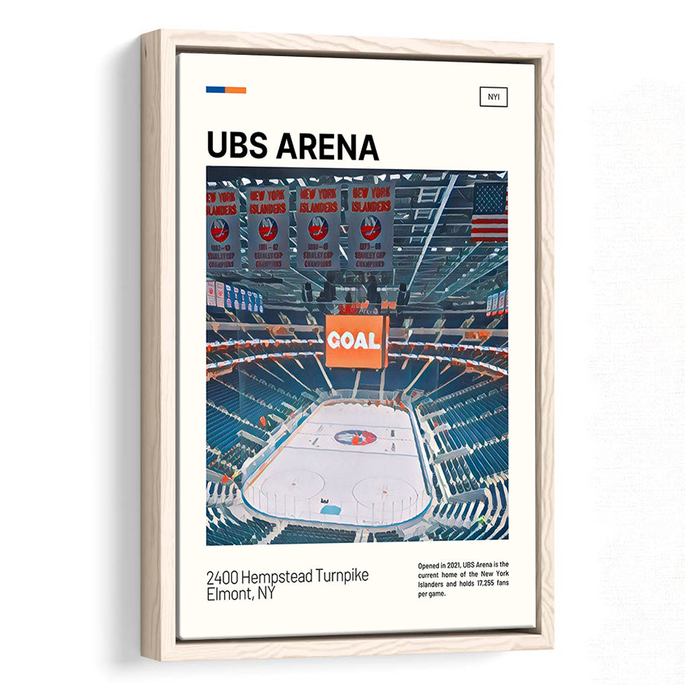 UBS Arena Print, New York Islanders Stadium Canvas Art, Man Cave Gift, Floating Framed Canvas Print Wall Art